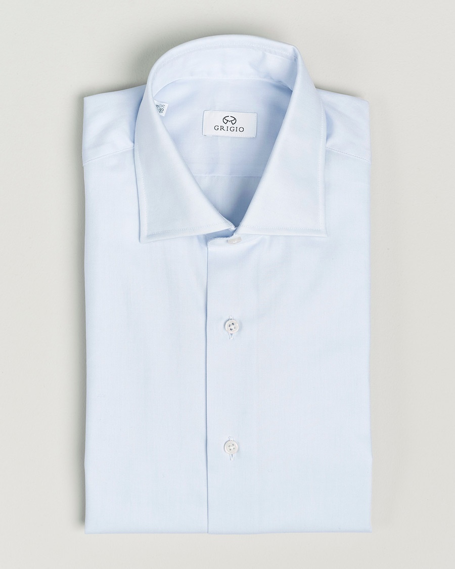 Herre | Formelle | Grigio | Cotton Twill Dress Shirt Light Blue