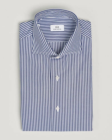 Herre | Nye varemerker | Grigio | Cotton Poplin Dress Shirt Blue Stripe