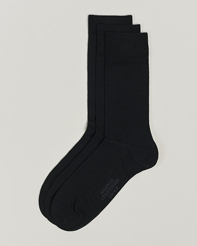 Herre | Vanlige sokker | Amanda Christensen | 3-Pack Icon Wool/Cotton Socks Black