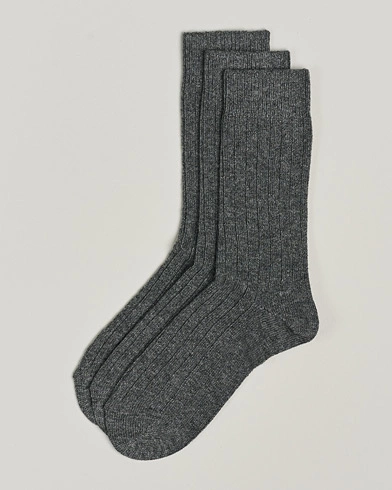 Herre | Vanlige sokker | Amanda Christensen | 3-Pack Supreme Wool/Cashmere Sock Grey Melange