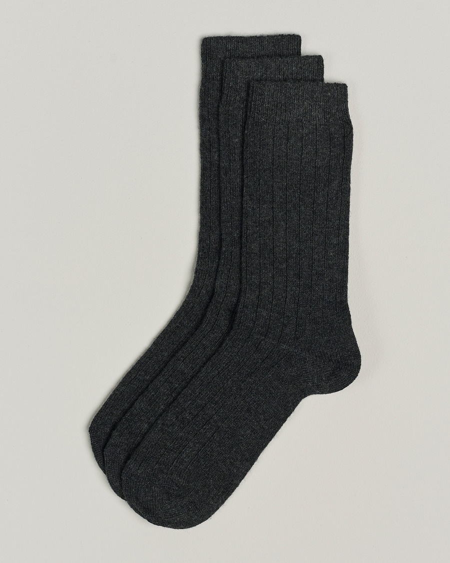 Herre | Klær | Amanda Christensen | 3-Pack Supreme Wool/Cashmere Sock Antracite Melange