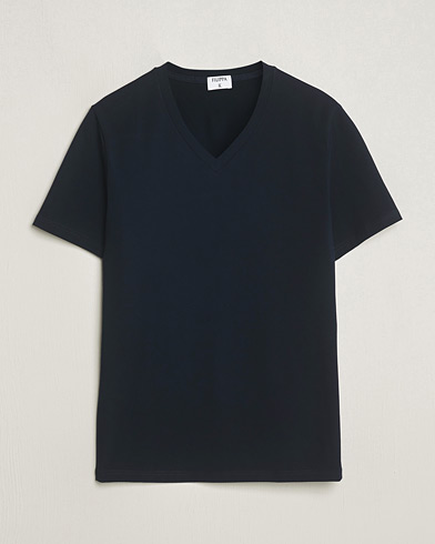 Herre | Kortermede t-shirts | Filippa K | Organic Cotton V-Neck T-Shirt Navy