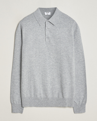 Herre | Filippa K | Filippa K | Knitted Polo Shirt Light Grey Melange