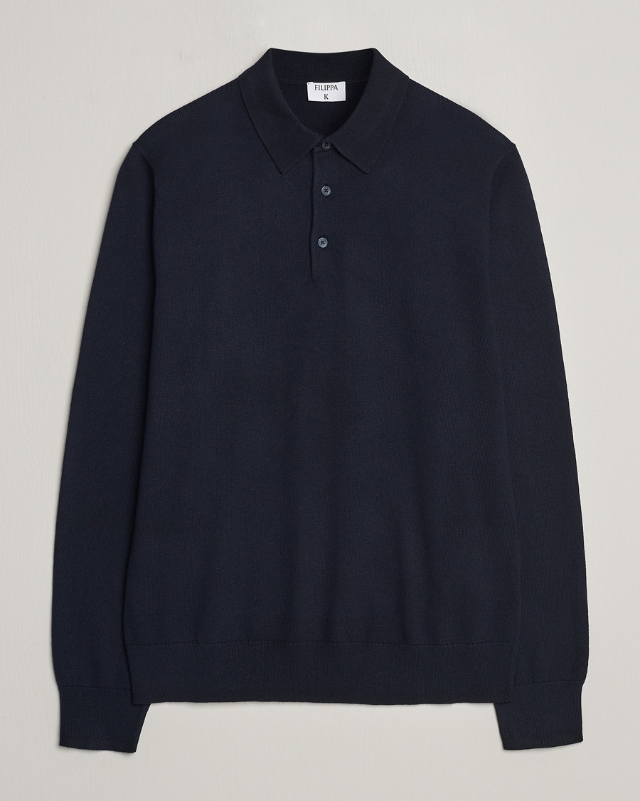 Filippa K Knitted Polo Shirt Navy – Blå