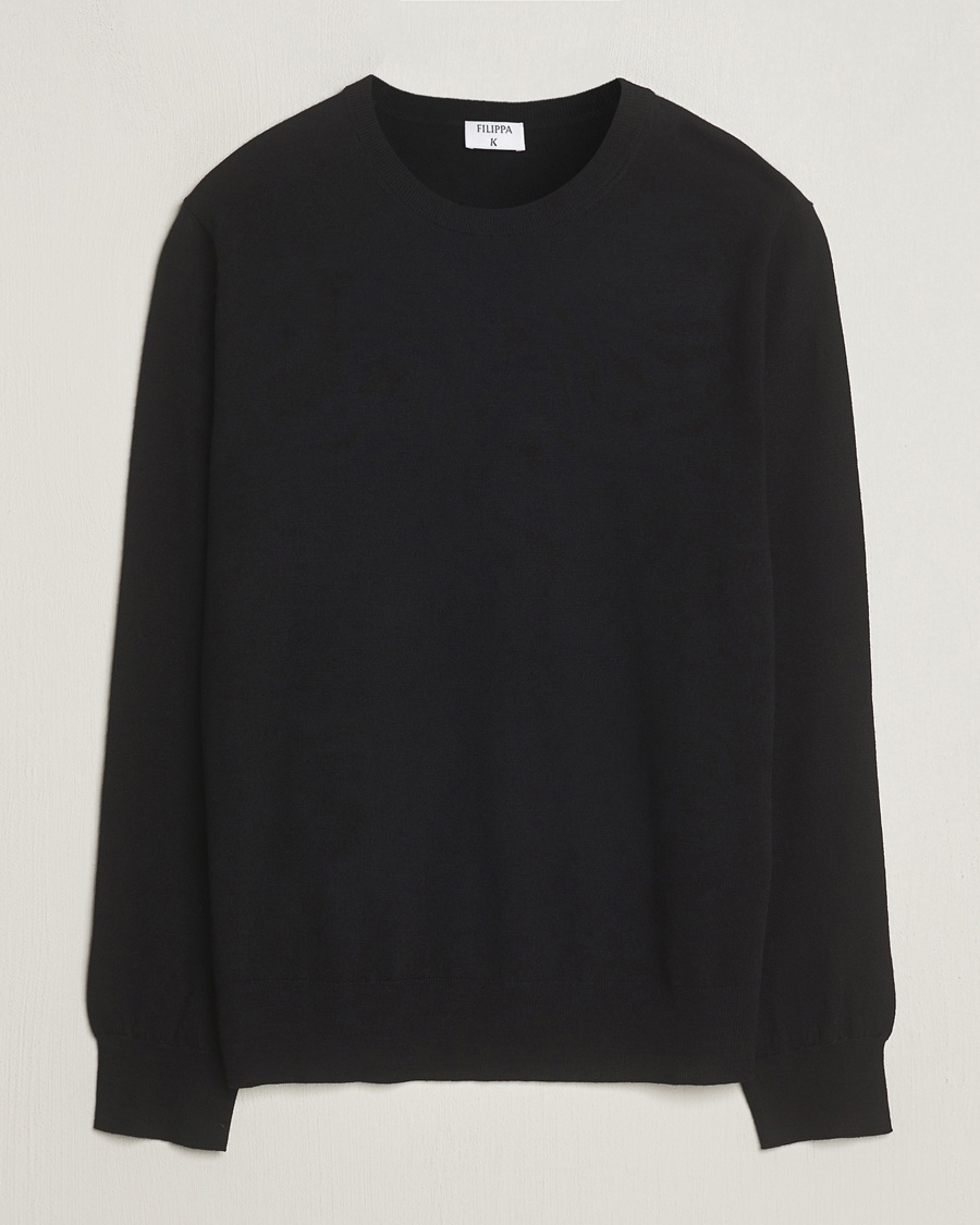 Filippa K Merino Round Neck Sweater Black – Svart