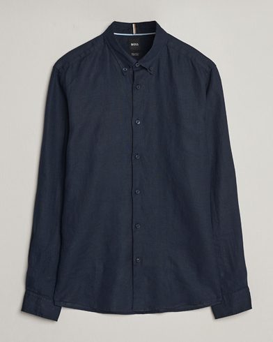 Herre | Skjorter | BOSS BLACK | Liam Linen Shirt Dark Blue