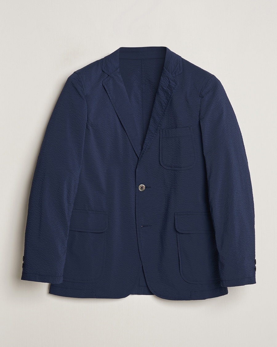 BEAMS PLUS Seersucker Blazer Navy – Blå