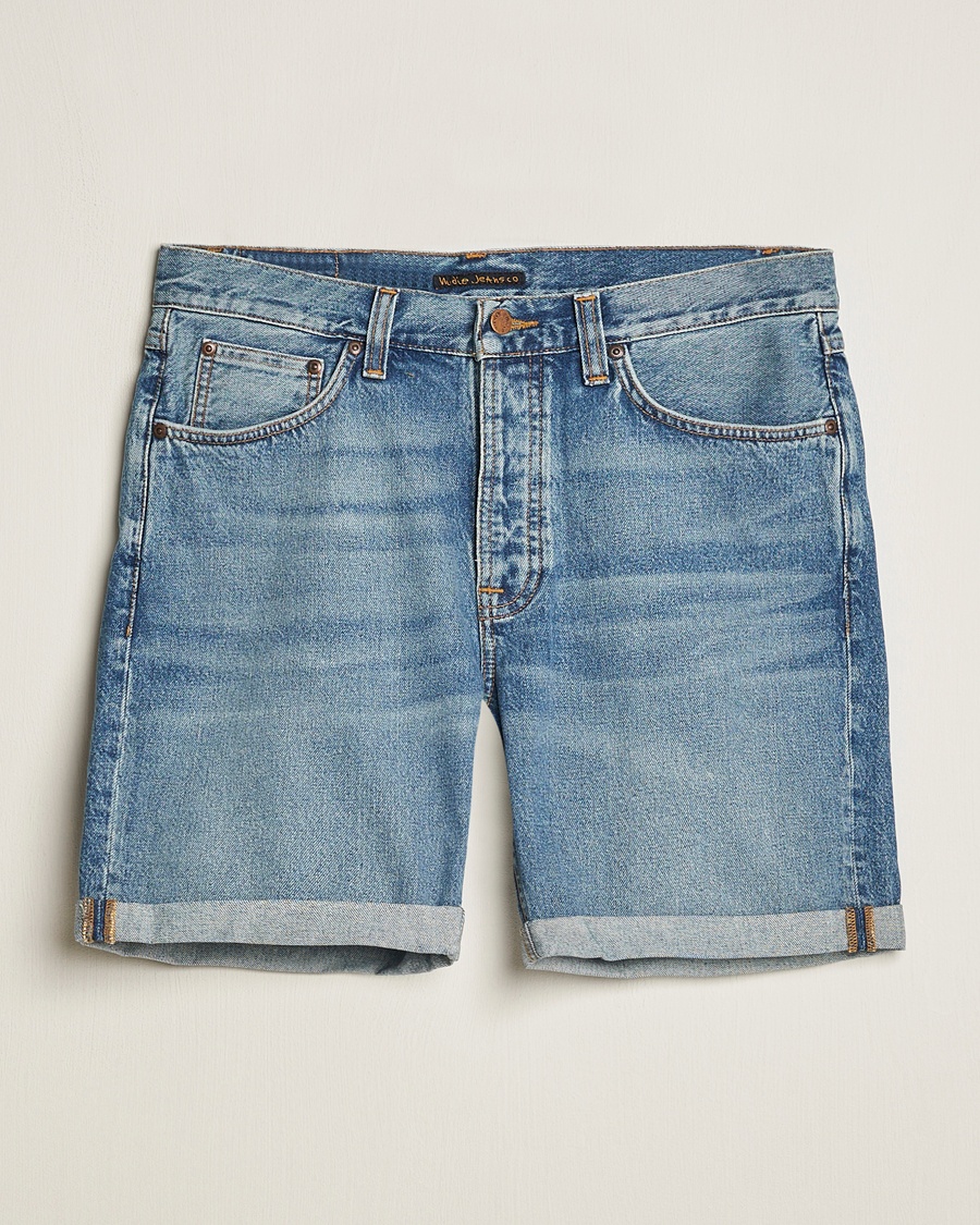 Nudie Jeans Josh Denim Shorts Blue Haze – Blå