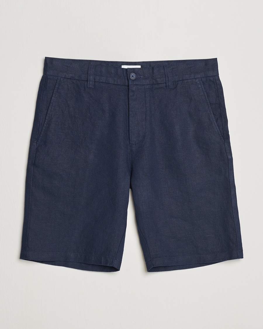 Herre | Business & Beyond - Casual | NN07 | Crown Linen Shorts Navy Blue