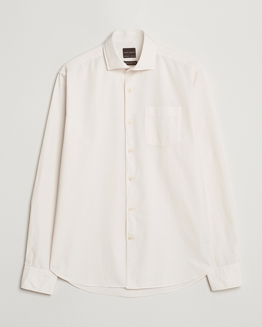 Herre | Skjorter | Oscar Jacobson | Reg Fit Wide Spread C GD Twill Ecru White