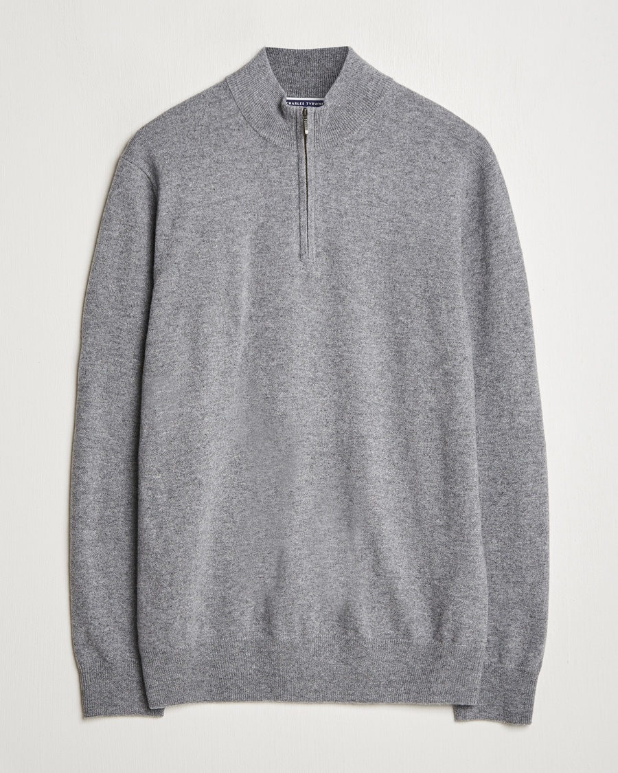 Herre | Charles Tyrwhitt | Charles Tyrwhitt | Pure Cashmere Zip Neck Jumper Grey