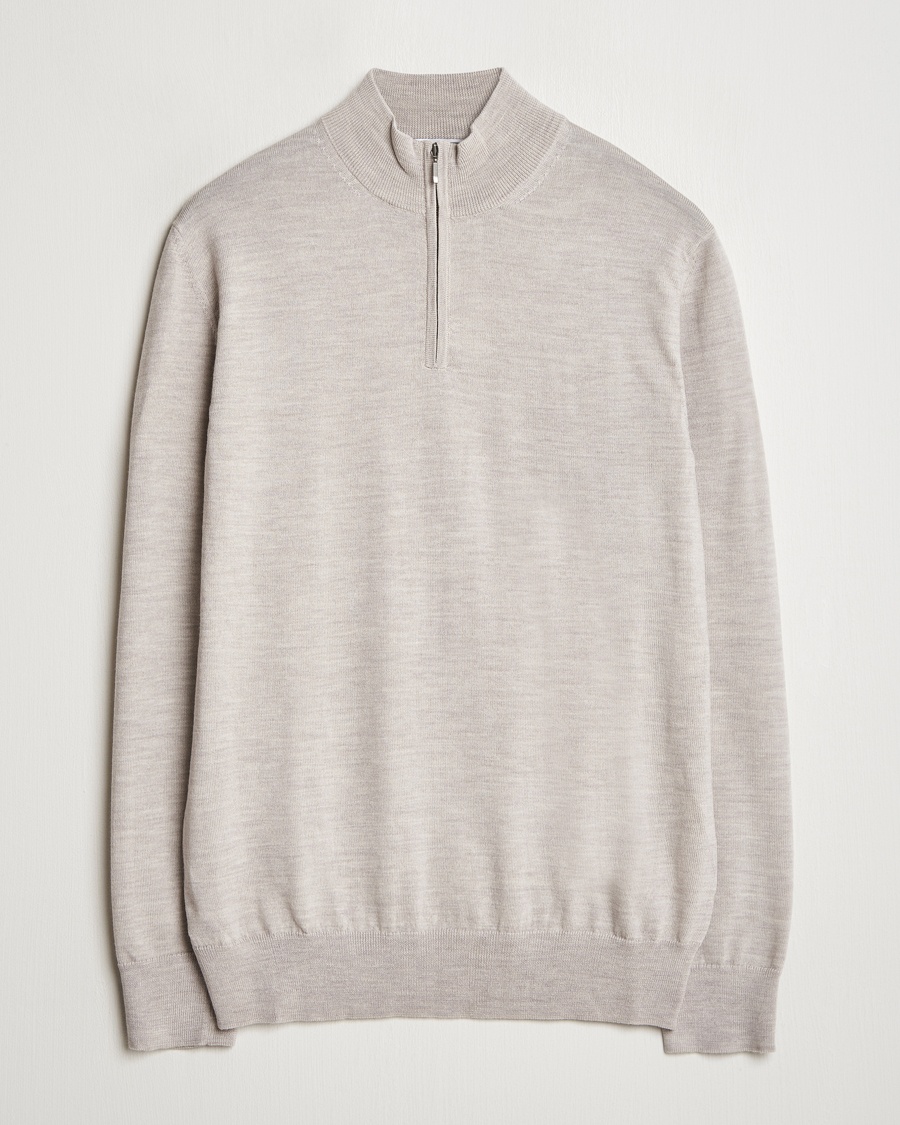 Herre | Klær | Charles Tyrwhitt | Pure Merino Zip Neck Jumper Limestone