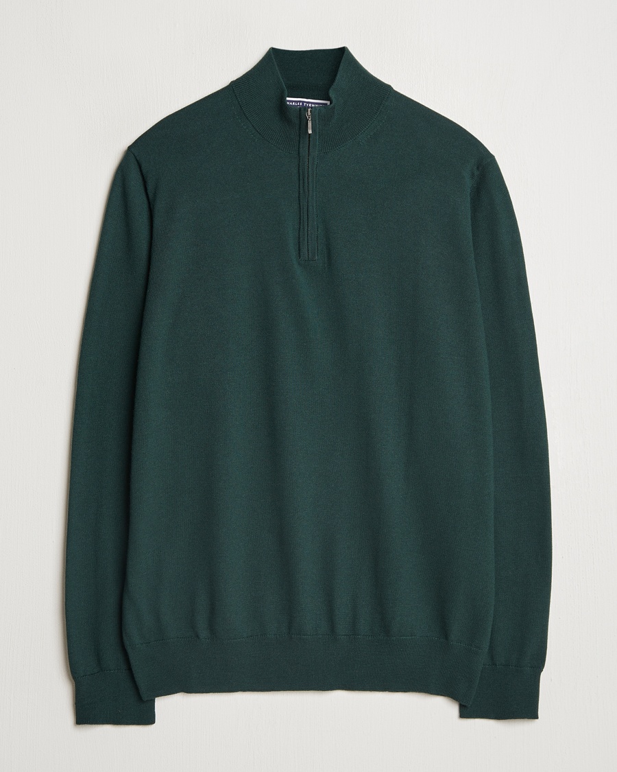 Herre | Charles Tyrwhitt | Charles Tyrwhitt | Pure Merino Zip Neck Jumper Forest Green