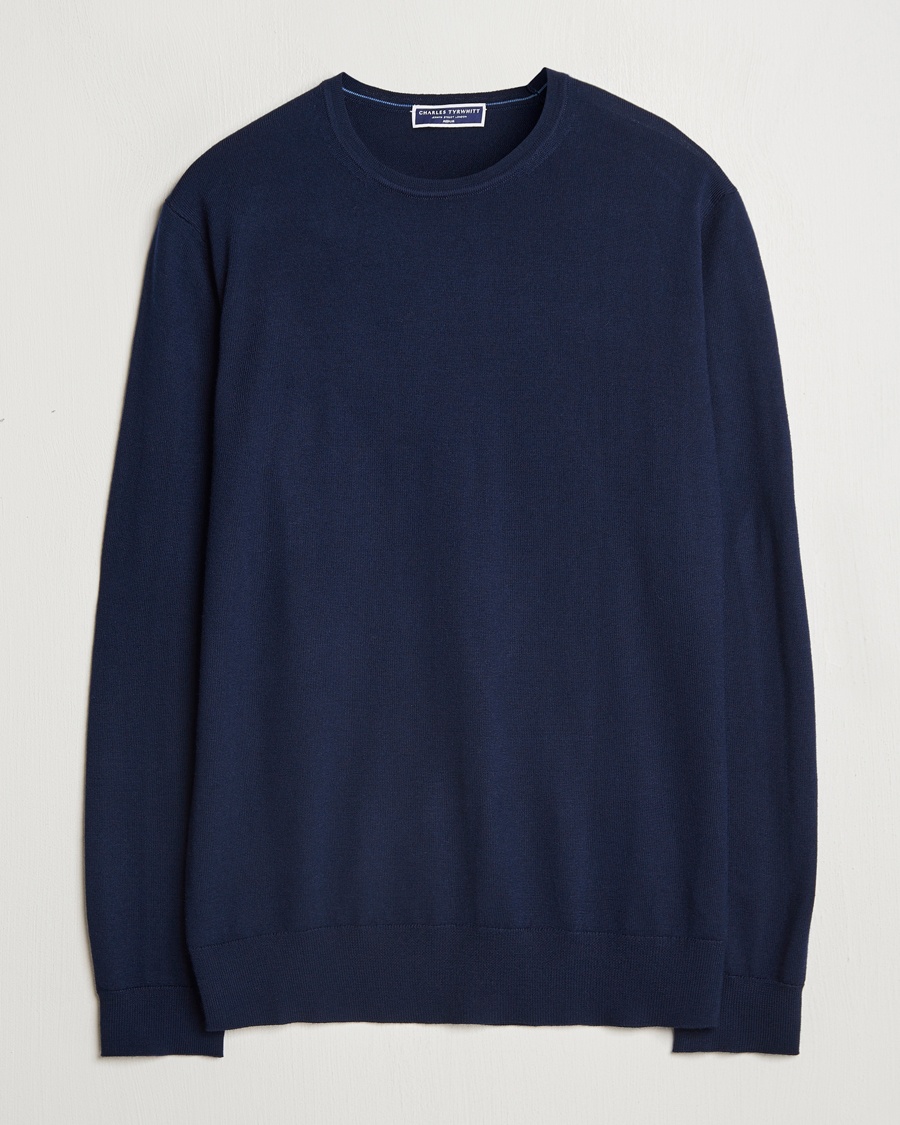 Herre | Charles Tyrwhitt | Charles Tyrwhitt | Pure Merino Crew Neck Jumper Navy