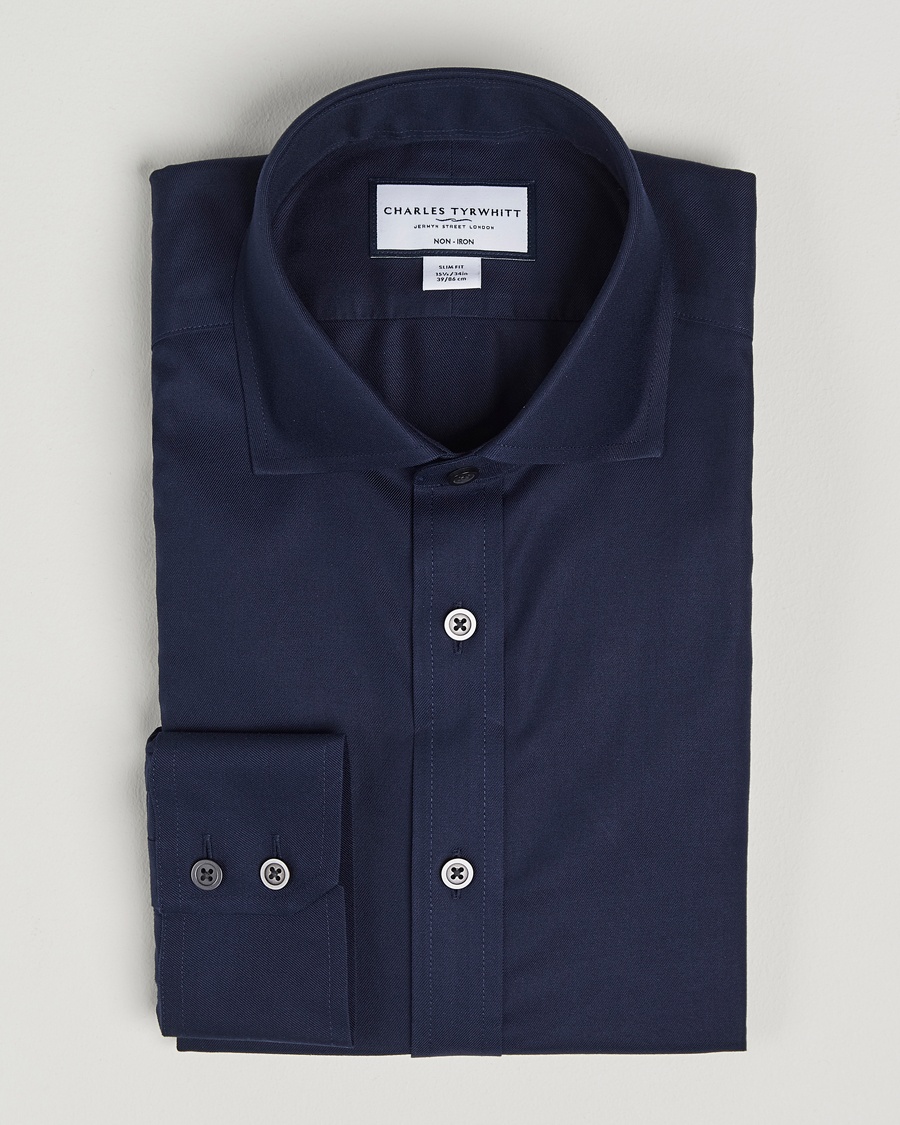 Herre | Charles Tyrwhitt | Charles Tyrwhitt | Slim Fit Non Iron Cotton Twill Shirt Navy
