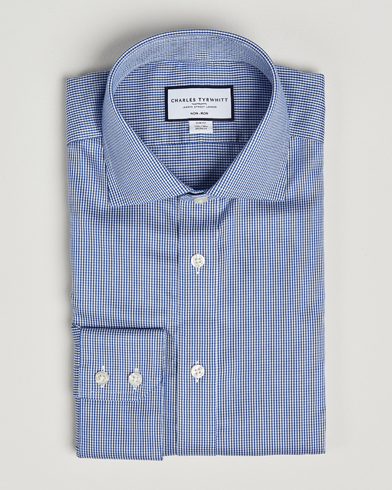 Herre | Charles Tyrwhitt | Charles Tyrwhitt | Slim Fit Non Iron Puppytooth Shirt Royal Blue