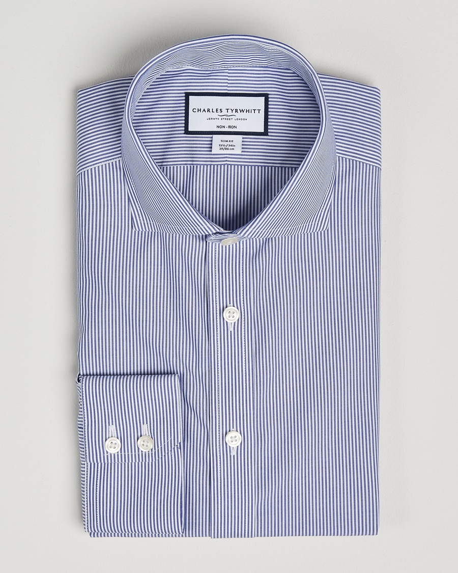 Herre | Charles Tyrwhitt | Charles Tyrwhitt | Slim Fit Non Iron Bengal Stripe Poplin Shirt Navy