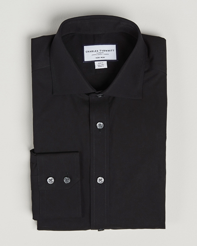 Herre | | Charles Tyrwhitt | Slim Fit Non Iron Poplin Cut Away Shirt Black