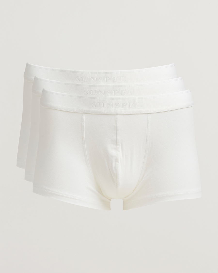 Sunspel 3-Pack Cotton Stretch Trunk White – Hvit