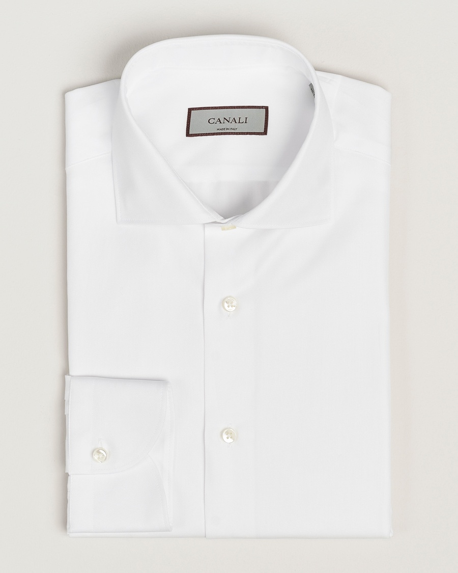 Canali Slim Fit Cotton Shirt White – Hvit