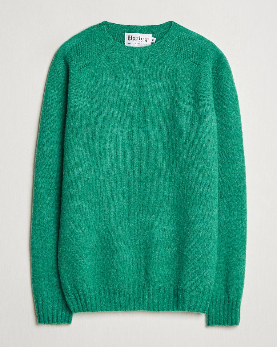 Harley Of Scotland Brushed Supersoft Lambswool Crewneck Pixie – Grønn