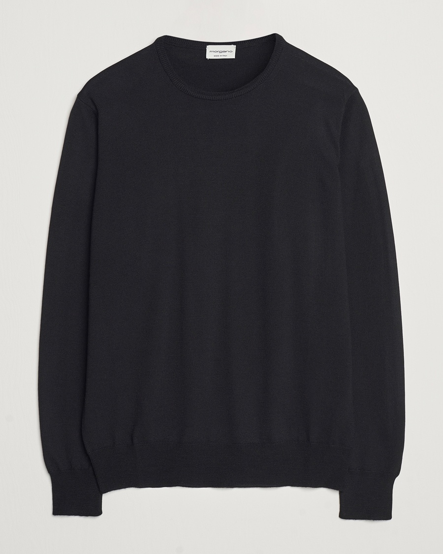 Herre | Gensere | Morgano | Extra Fine Merino Wool Crewneck Black