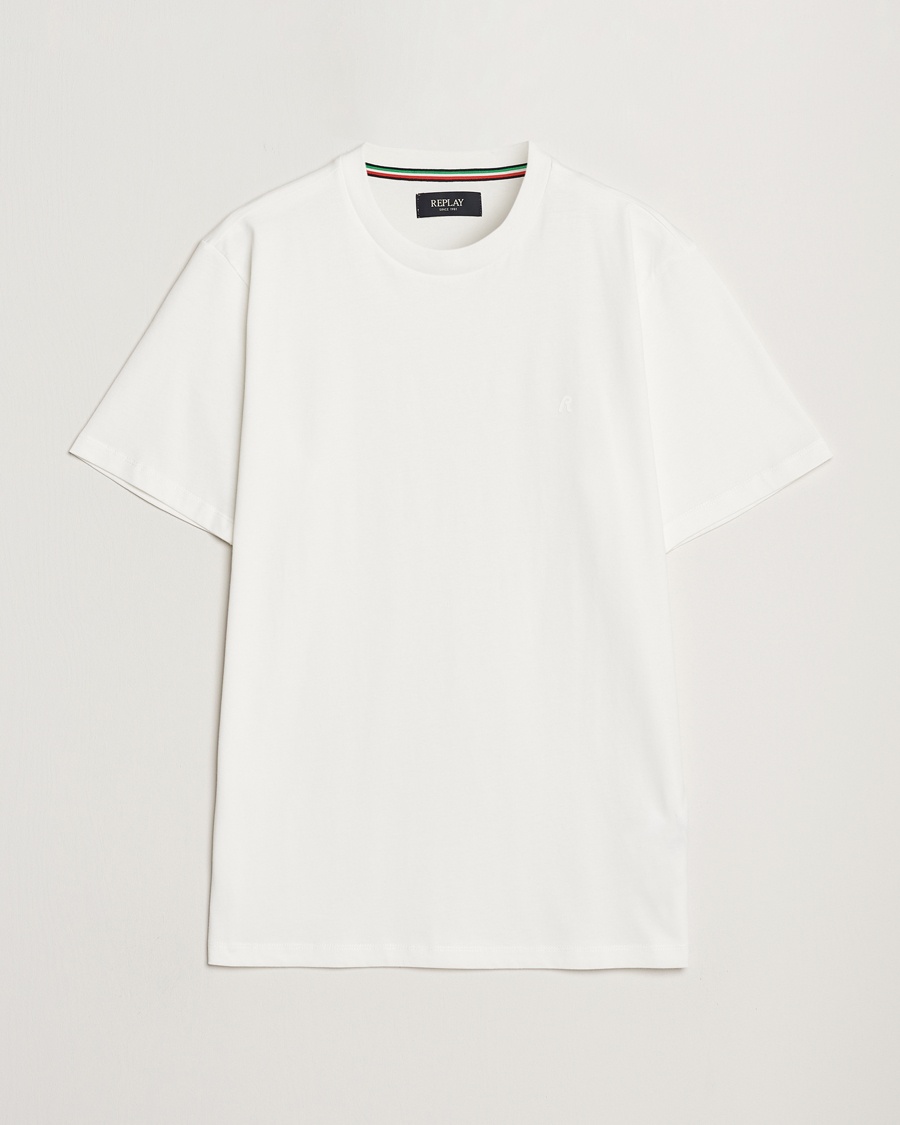 Replay Tonal Logo Crew Neck T-Shirt Off White – Hvit