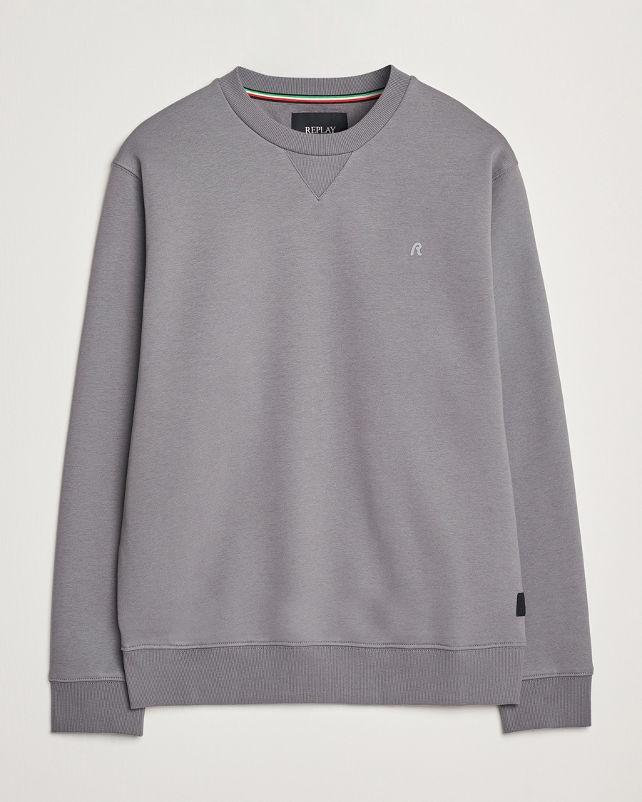 Herre | Grå gensere | Replay | Tonal Logo Crew Neck Sweatshirt Dark Grey