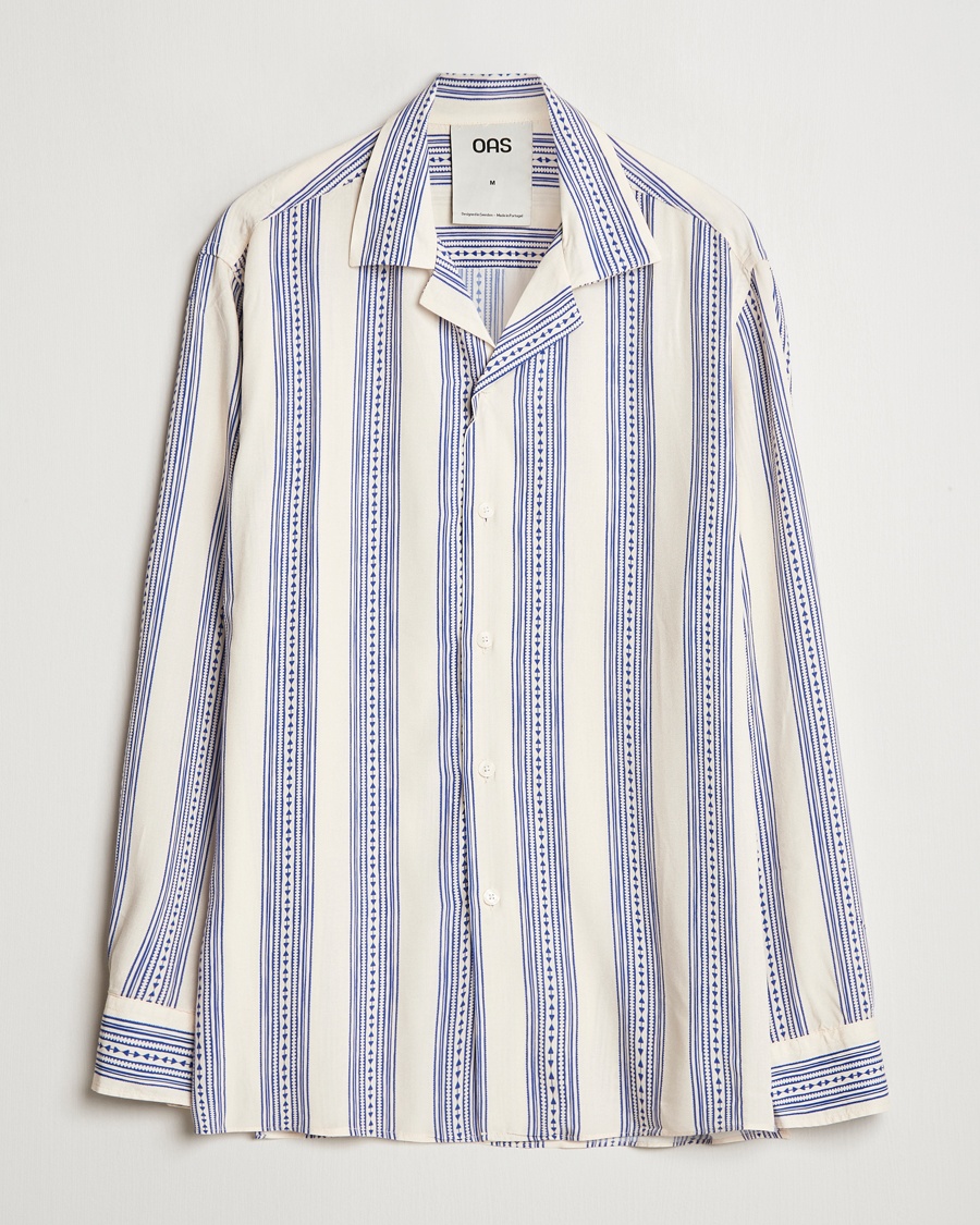 Herre | Casualskjorter | OAS | Havana Long Sleeve Viscose Shirt Blue/White