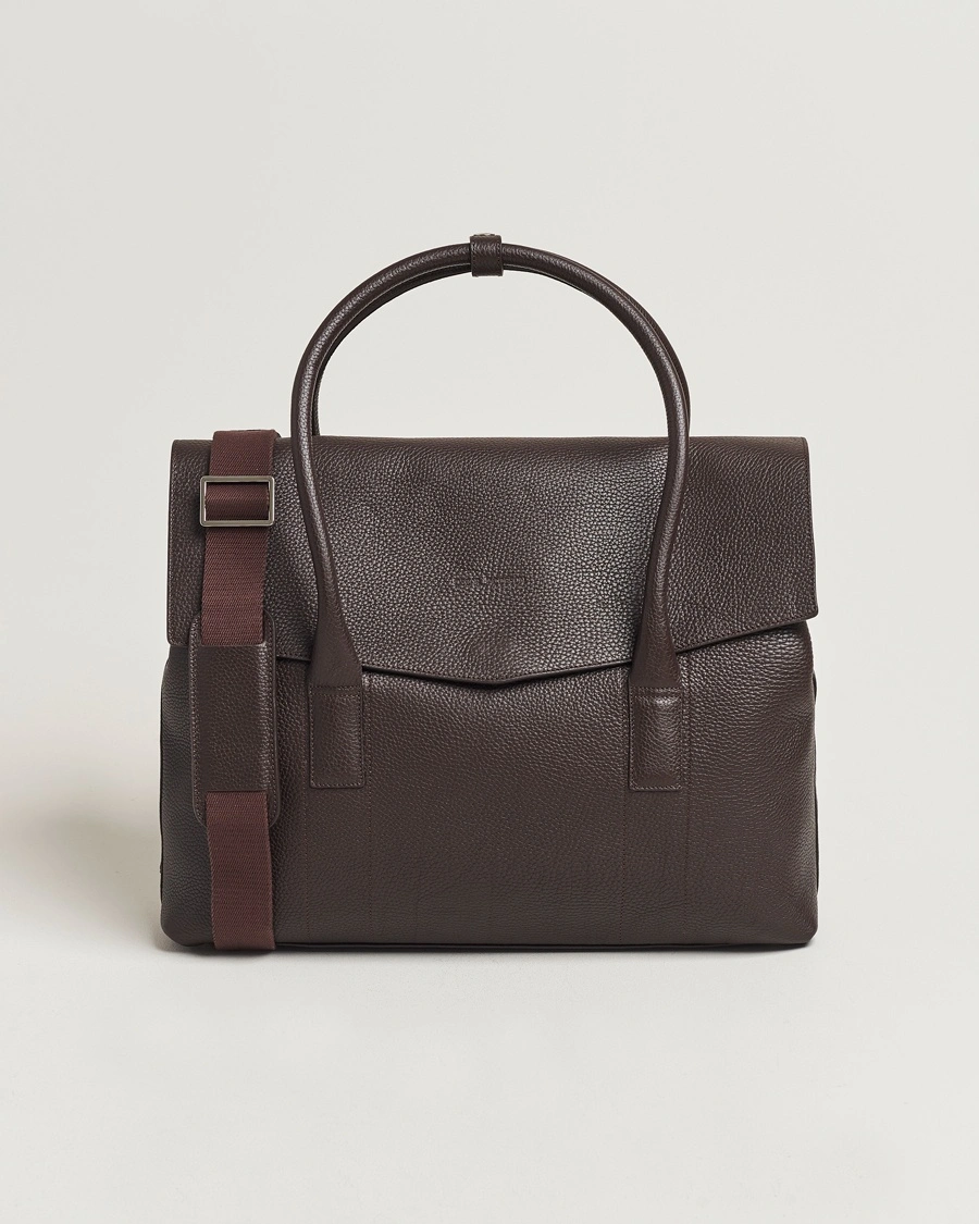 Herre | Weekendbager | Oscar Jacobson | Overnight Leather Bag Dark Mud Brown