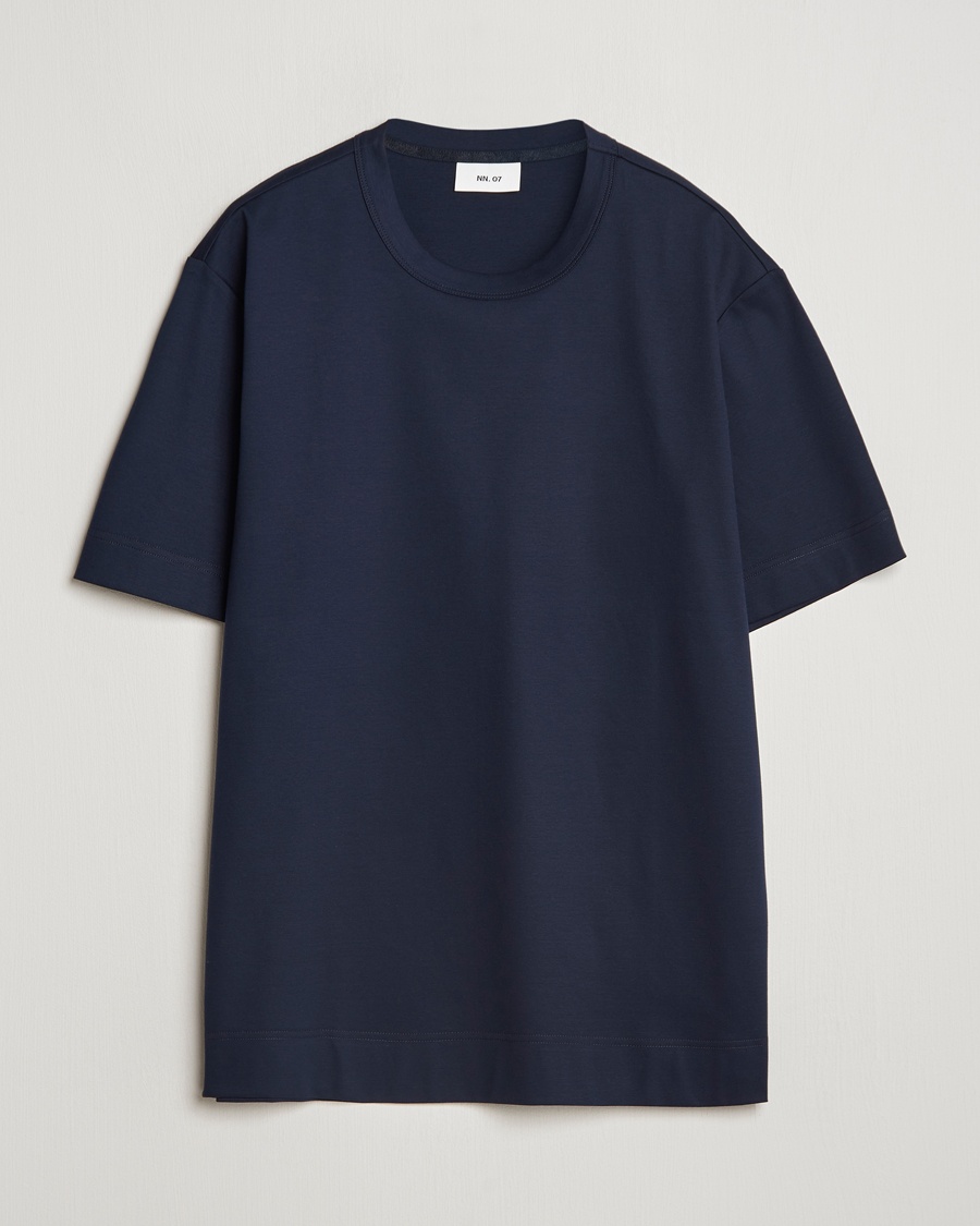 Herre | T-Shirts | NN07 | Pedro Mercerized Crew Neck T-Shirt Navy Blue