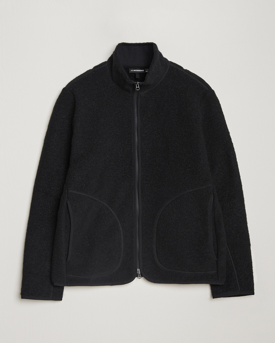 Herre | Fleecegensere | J.Lindeberg | Dustin Wool Fleece Jacket Black