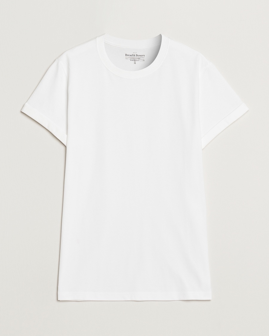 Bread & Boxers Roll-Up Crew Neck T-Shirt White – Hvit