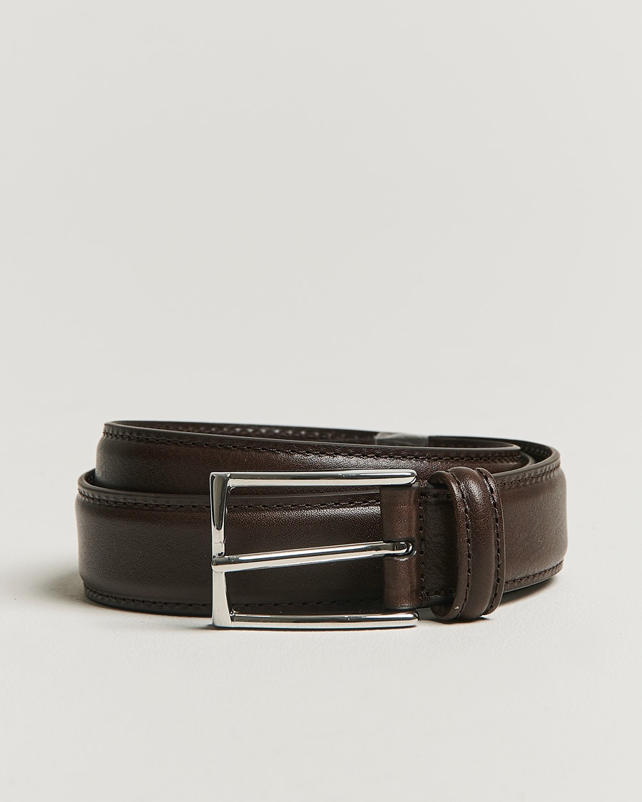 Anderson's Structure Leather Suit Belt 3 cm Dark Brown – Brun