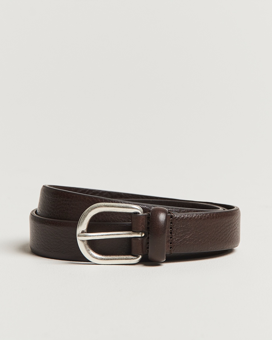 Herre | Dress | Anderson's | Grained Leather Belt 2,5 cm Dark Brown