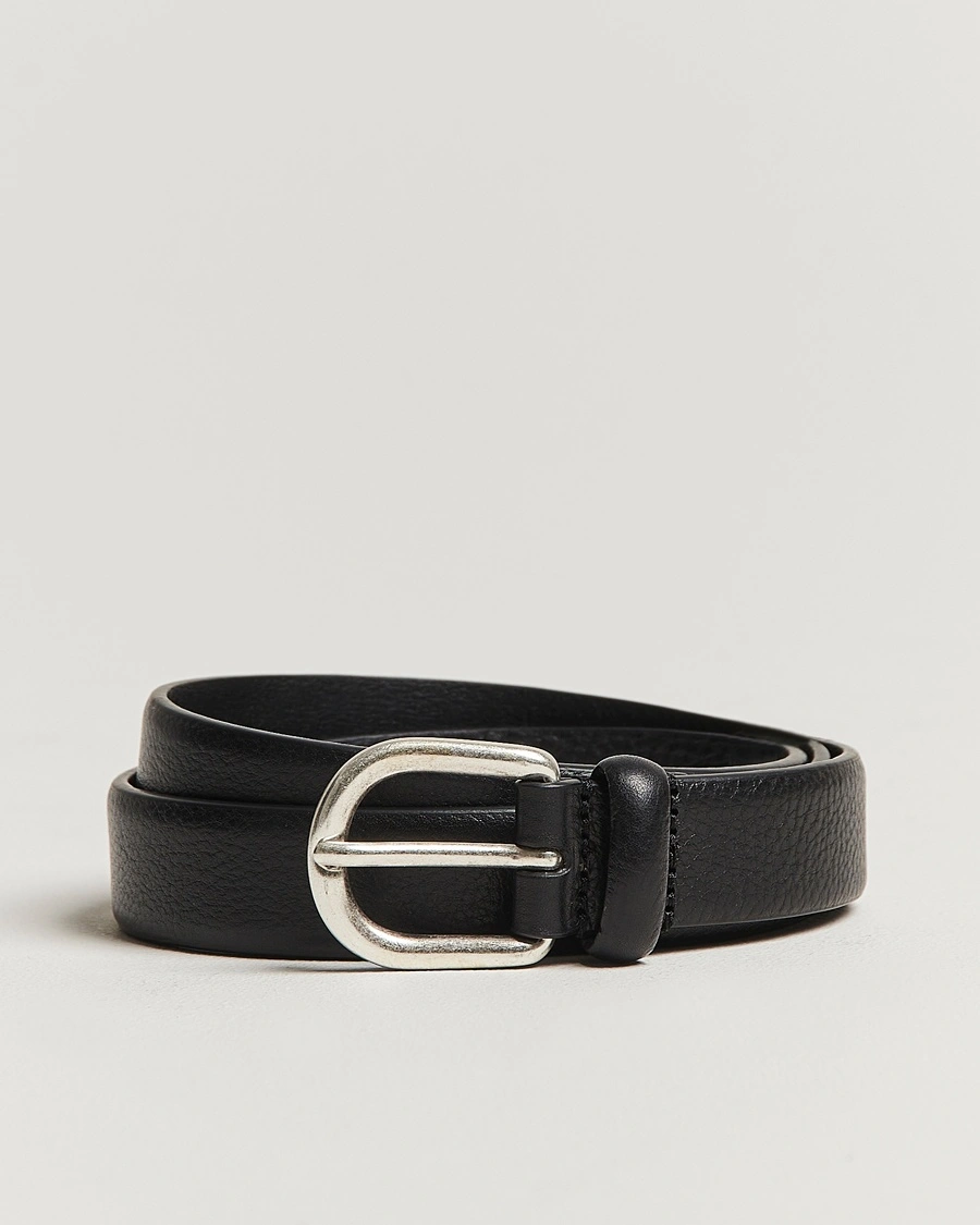 Anderson's Grained Leather Belt 2,5 cm Black – Svart
