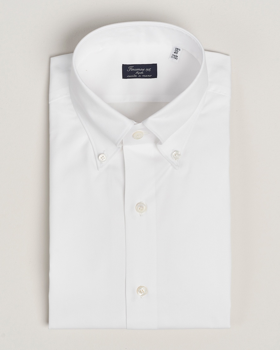 Finamore Napoli Milano Slim Oxford Button Down Shirt White – Hvit