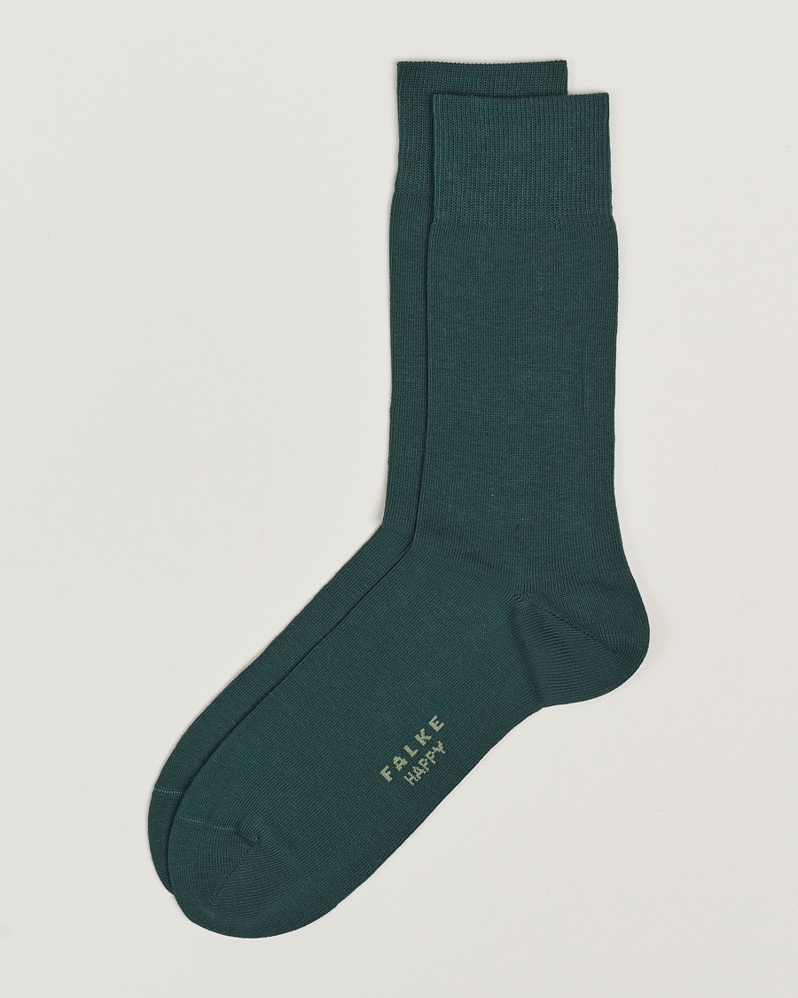 Falke Happy 2-Pack Cotton Socks Hunter Green – Grønn