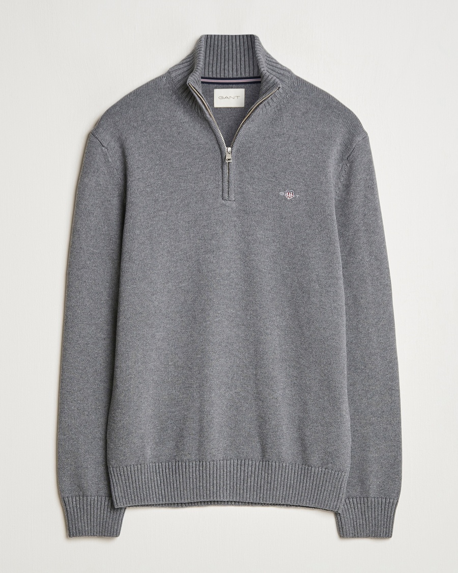 Gant Casual Cotton Half Zip Dark Grey Melange – Grå