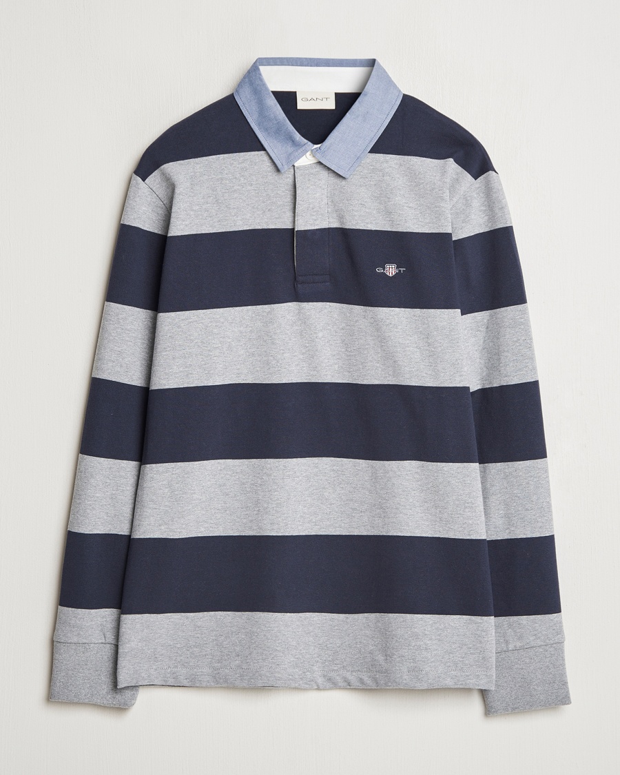 Gant Chambray Striped Heavy Rugger Grey Melange – Blå