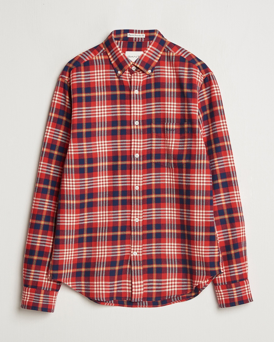 Gant Regular Flannel Plaid Shirt Ruby Red – Rød
