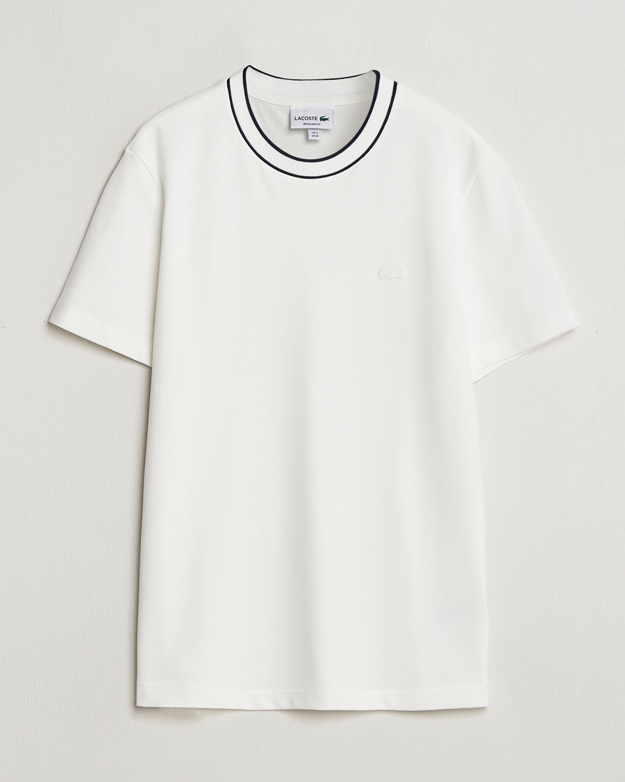 Herre | T-Shirts | Lacoste | Contrast Rib Piqué T-Shirt Flour