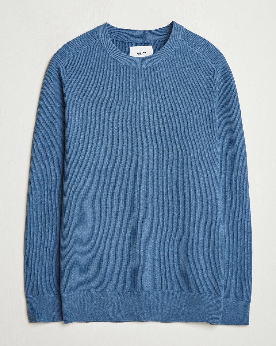 Herre | Strikkede gensere | NN07 | Kevin Cotton Knitted Sweater Bering Blue