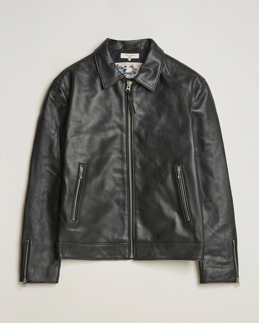 Nudie Jeans Eddy Rider Leather Jacket Black – Svart