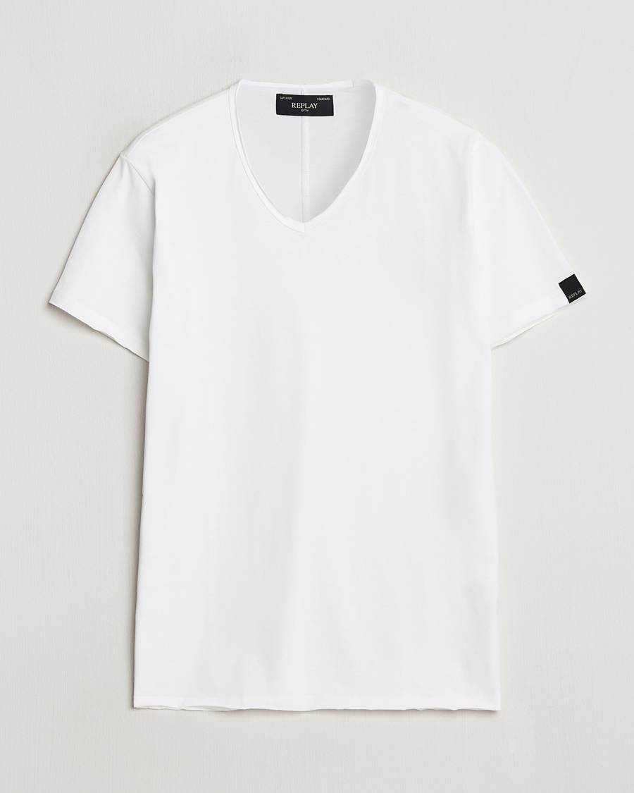 Replay V-Neck T-Shirt White – Hvit
