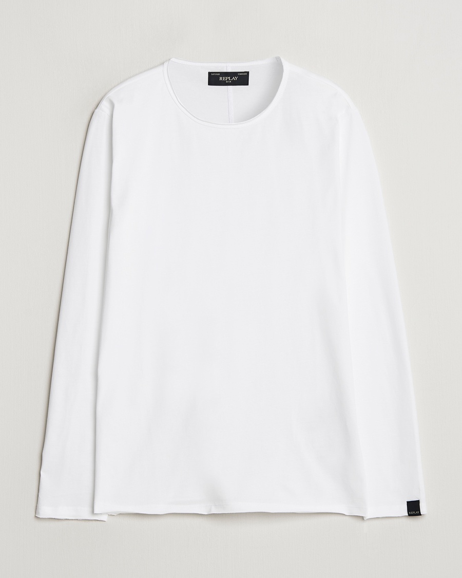 Replay Crew Neck Long Sleeve T-Shirt White – Hvit