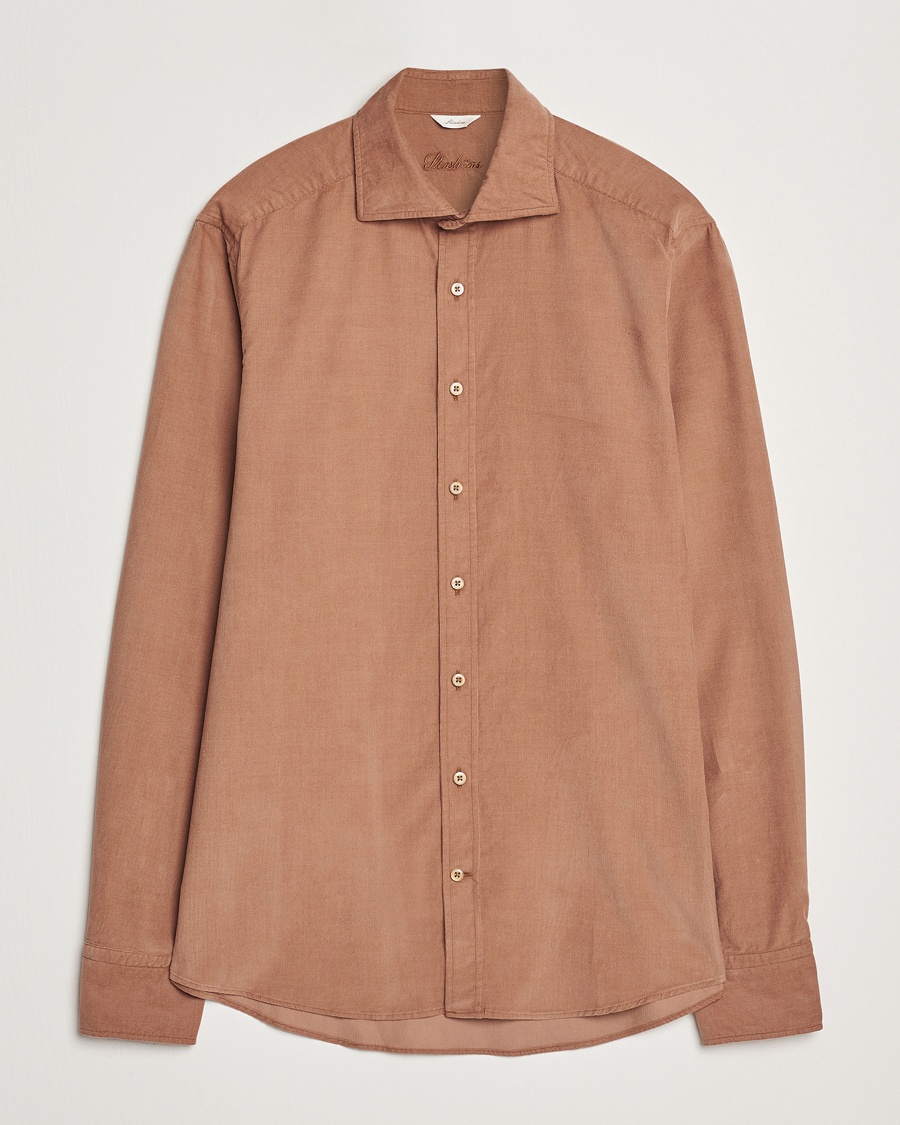Herre | | Stenströms | Slimline Cut Away Cord Shirt Light Brown