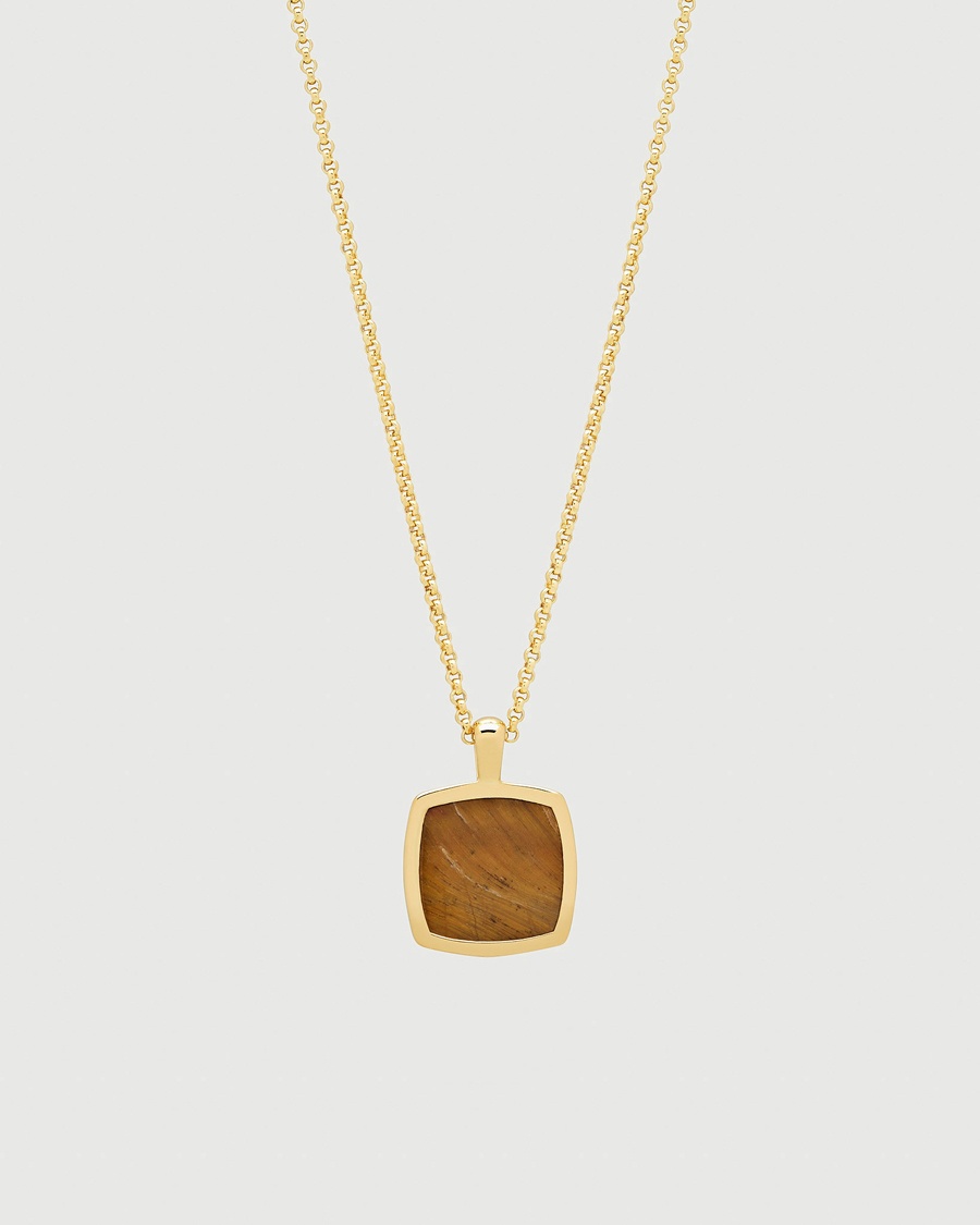 Herre | Assesoarer | Tom Wood | Cushion Pendant Tiger Eye Gold