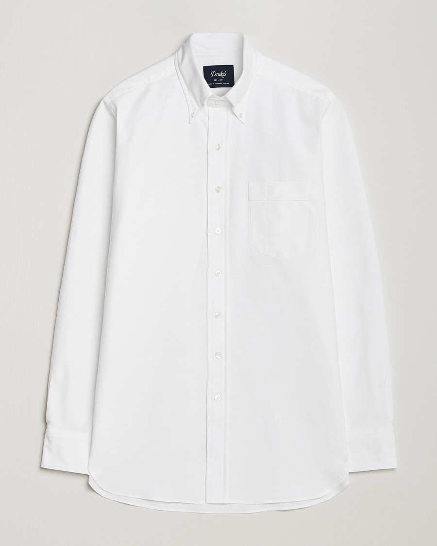 Drake's Button Down Oxford Shirt White – Hvit