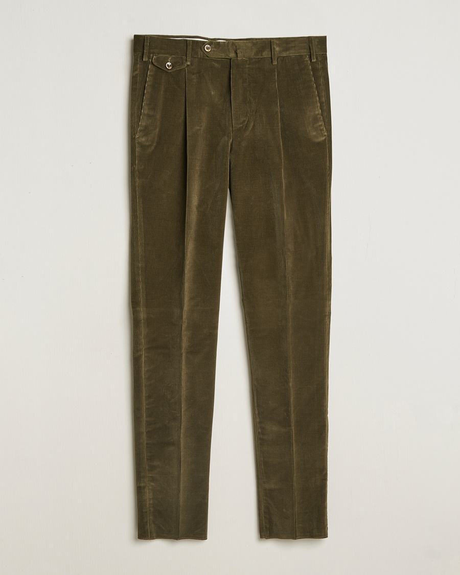 Herre | Cordfløyelsbukser | PT01 | Slim Fit Corduroy Trousers Dark Green